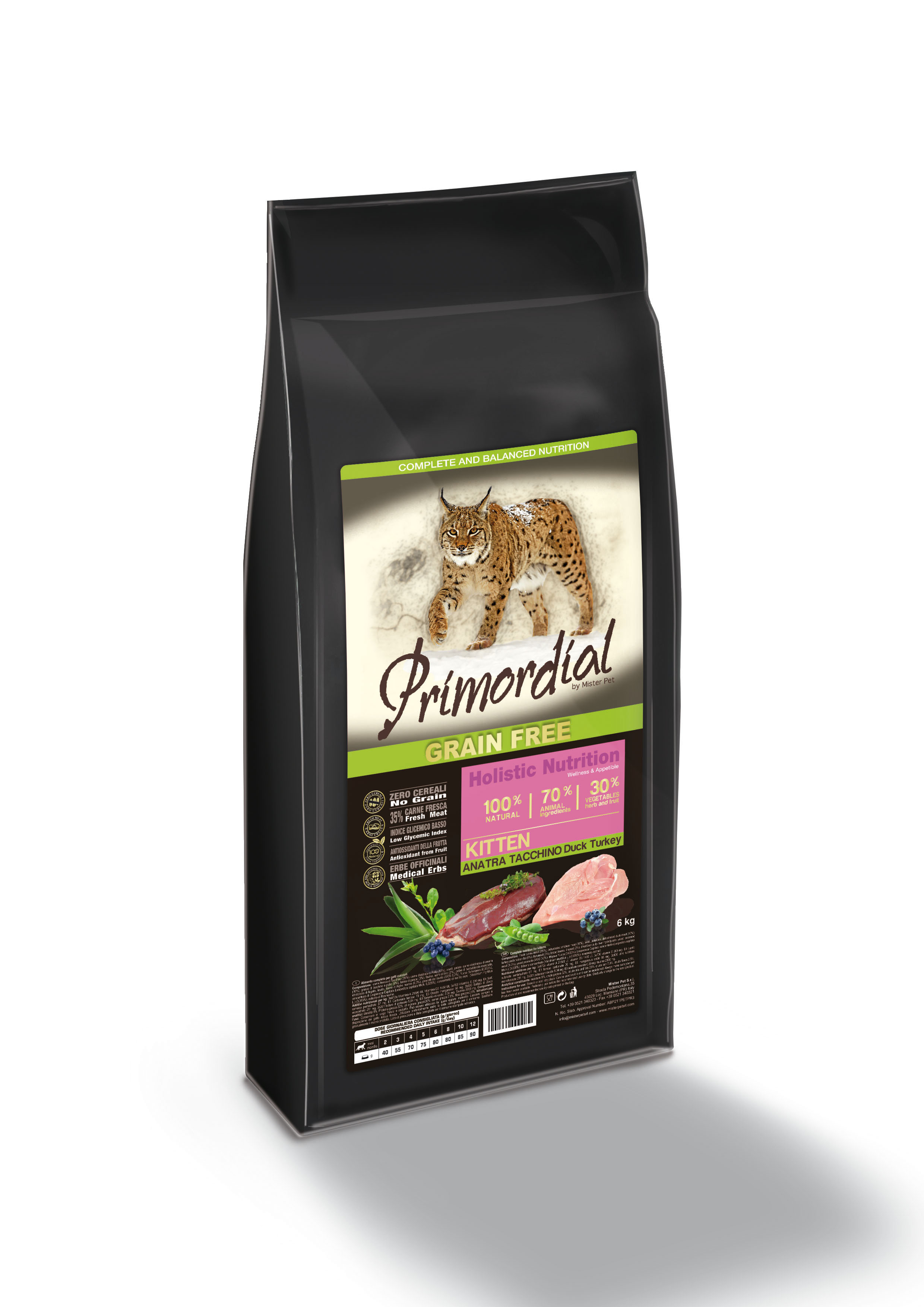 Сухой корм Primordial для котят с индейкой и уткой